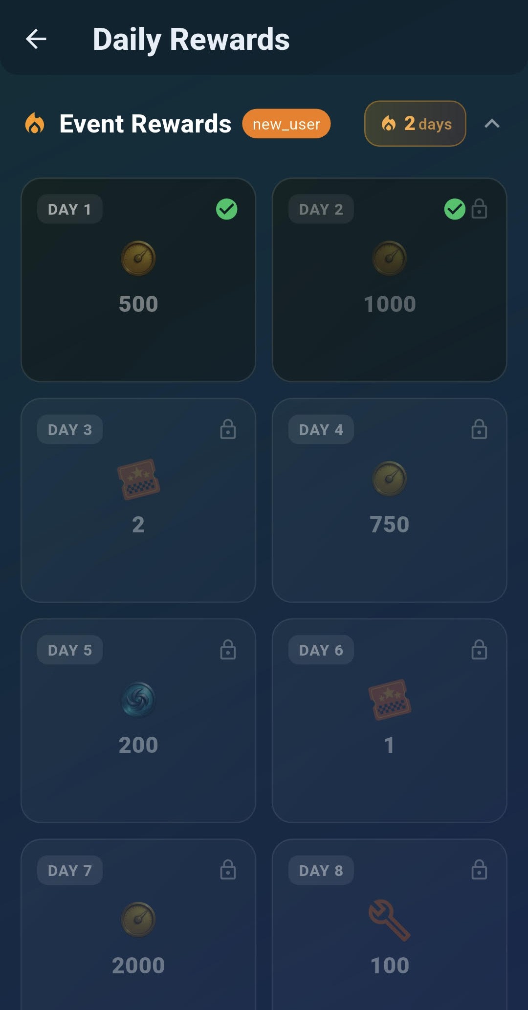 Daily challenges screen