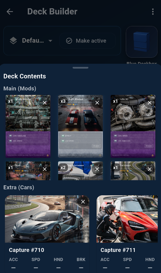 Deck builder screen